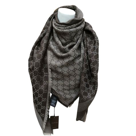 brown gucci scarf silk|gucci oversized scarf.